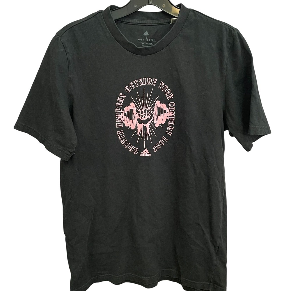 Adidas Graphic T-Shirt Growth Outside Comfort Zone Black Tee Mens S‎